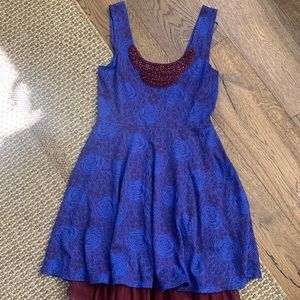 Maroon & Blue Free People Dress